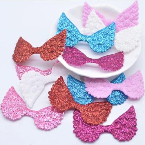 20Pcs 50*30mm Glitter Nonwoven Angel Wing Appliques Cupid Wing Fairy Wing for DIY Clothes Patches Headwear Bow Decor Accessories