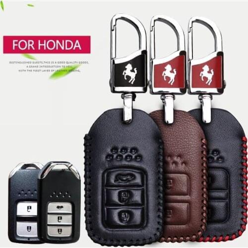 Real Leather Car Key Case Cover For Honda Fit Accord 2020 Civic 2008 2017 4D HRV Forza Freed Vezel CRV SH Jazz Pilot Key Chain