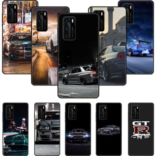 Phone Case For Huawei P20 P30 P40 P Smart Z + P10 Mate 30 10 20 Lite Pro Black Cover Bumper Art Hoesjes 3D GTR Skyline Car