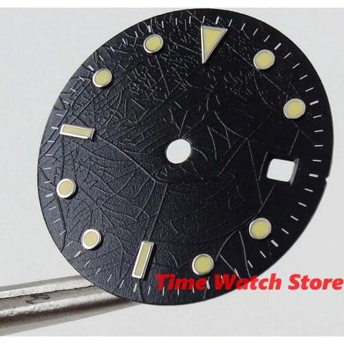 29.2mm Watch Dial black textured dial super luminous yellow marks for Mingzhu 2813 3804 Miyota 8215 Movement mechanism D160