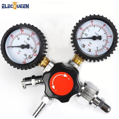 Co2 Regulator Gauge, Homebrew Soda Draft Beer Kegging Set Shuttoff Valve
