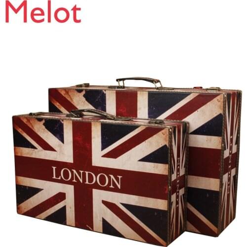 Retro London Wooden Suit Box Clothes Storage Box Luggage Case Home Decorations Vintage Bar Photography Props Window Display