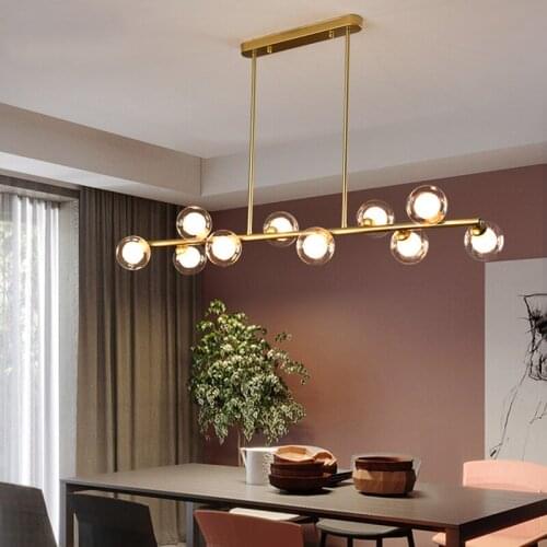 Nordic Modern Bubble Ball Long Strip Chandeliers Simple Creative Suspension Luminaire Bedroom Dining Room Iron Art Hanging Lamp