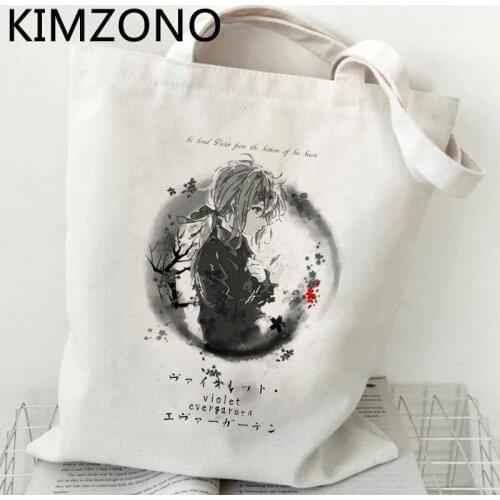 Violet Evergarden shopping bag tote bolso shopping canvas shopper bolsas de tela bag net reusable string grab
