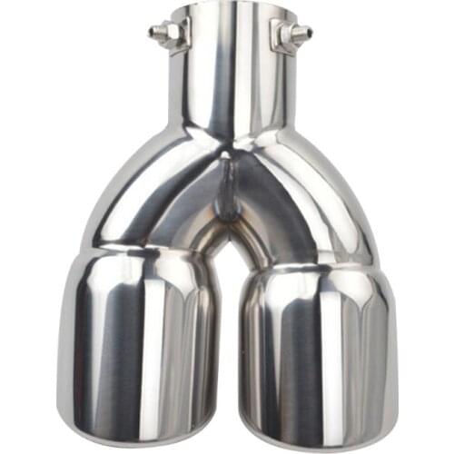 Muffler exhaust Dual Exhaust Tip Tailpipe 2.5 Inch Inlet 3\" outlet 8.1\" Length Polished Stainless 1.2mm Thickness (Double