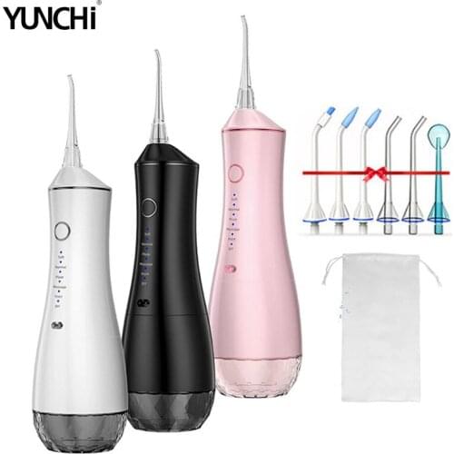 Yunchi Portable Electric Oral Irrigator 320ML Dental Water Flosser 6 Mode Waterproof Teeth Whitening Cleaner +6 Jets for Family