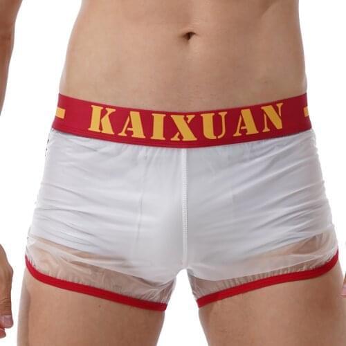 Swimwear Mens Swimsuit Fashion Transparent Boxer Shorts Holiday Beachwear See-through Swimming Trunks