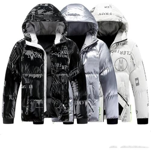 Mens Winter Down Jacket Warm Hooded White Duck Down Anorak Men Casual Parka Glossy Coat Waterproof Jacket Male 3D Printing