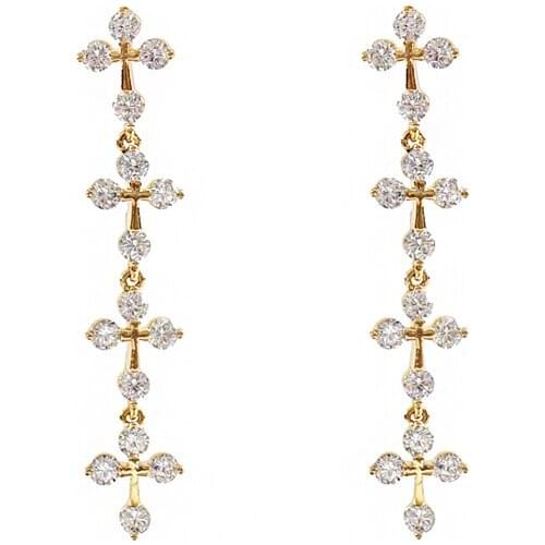 LANFLORA new Trendy contracted zircon women earrings for birthday gift copper alloy cheap factory shop earrings wholesale price