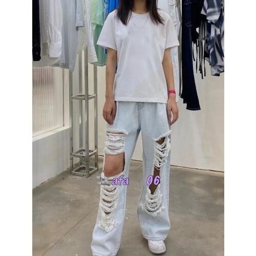 Summer Fashion 2021 New Women Hole Straight Denim Pants Ladies Luxury Jeans For Female Ddxgz2 4.07