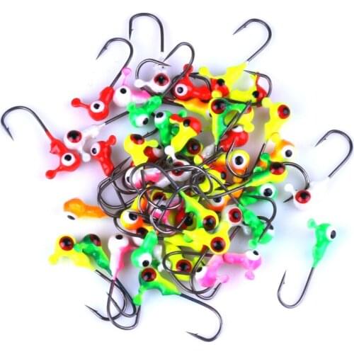 50 Pieces Winter Fishing Bait 2.1cm 0.8g Mini Metal Lead Head Hook Jigging Lure Hooks Ice Fishing Tackle