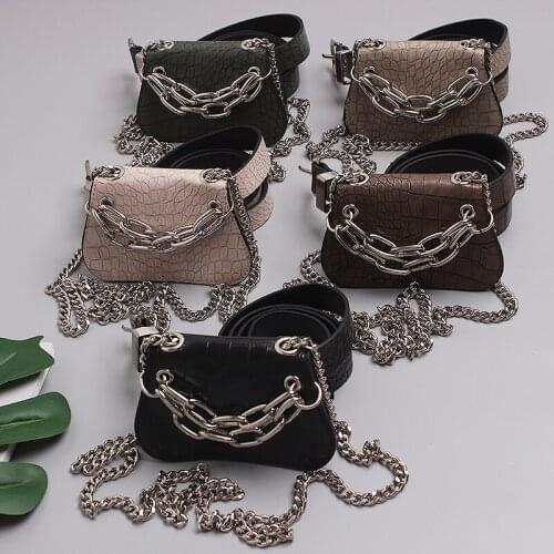 Mini Women Waist Bag Crocodile Pattern PU Leather Thick Chain Wild Waist Bags Lady Small Flap Crossbody Lipstick Bags Packs Sac