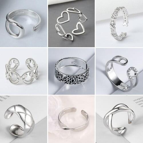 Minimalist Hollow Heart Smile Gold Silver Color Irregular Geometric Dome Ring For Women Open Rings Handmade Jewelry gifts