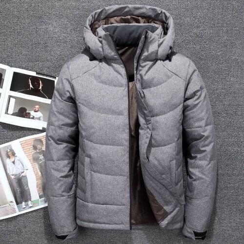 Fashion mens hooded down jackets Autumn Winter mens Solid color thick warm White duck down coats male windproof zipper outwears