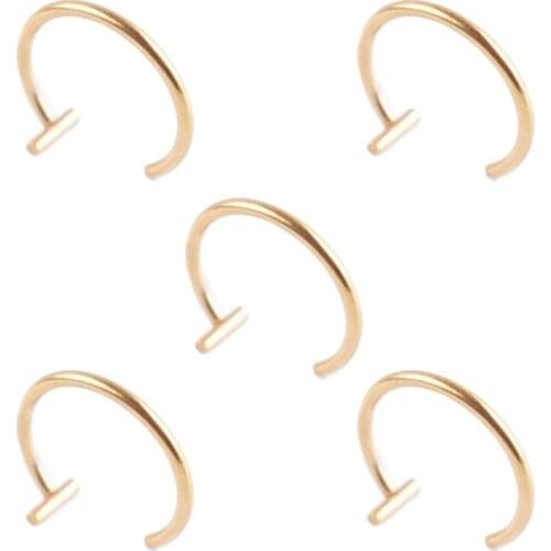 5 Pcs Fake Piercing Stud Set Ear Lip Nose Rings Fake Diaphragm Clip with Perforated Lip Hoop Body Jewelry