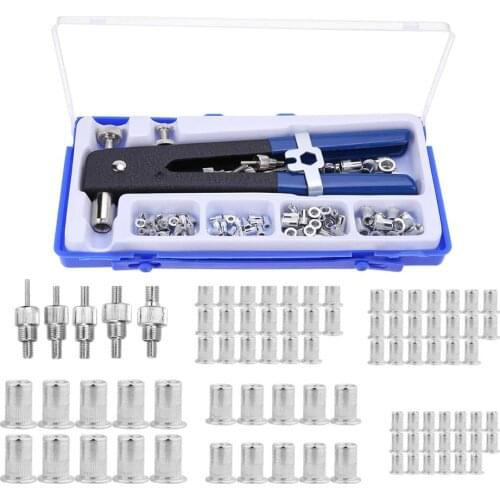 NEW 86pcs M3-M8 Hand Riveter Nut Rivet Gun Kit Manual Threaded Nut Rive Tool Kit Stainless Steel Nuts Metric Thread For Screws