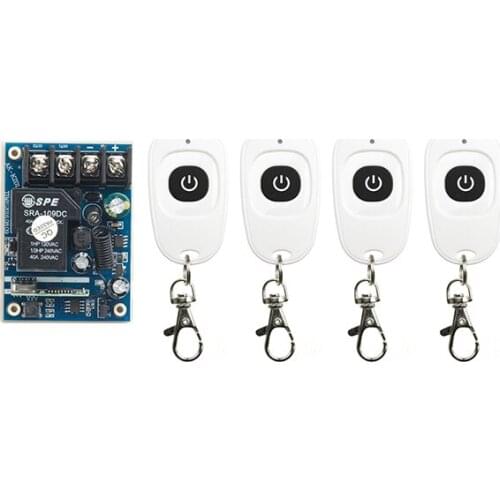 New DC12V 24V 36V 48V 1CH Wireless Remote Control Switch System Receiver & 4pcs one-button waterproof Remote 315mhz/433mhz