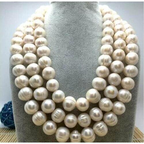 HUGE 12-13MM NATURAL SOUTH SEA GENUINE WHITE PEARL NECKLACE 50" 14K GOLD CLASP