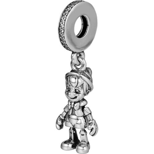 Pino Dangle Charm Clear CZ Vintage Beads silver 925 original Fits European Woman Bracelets DIY Beads For Jewelry Making
