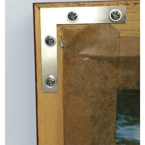 100Pcs Flat Metal L Shape Photo Picture Frame Corner Brace Repair Plate Bracket Right-angle Furniture Hardware Accessories 38mm