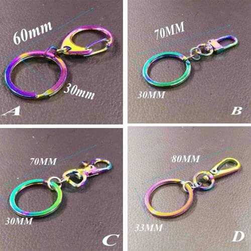Rainbow Keychain Swivel Clasps with Ker Rings Lobster Clasp Purse Wallet O Ring Charm-60MM/70MM/80MM