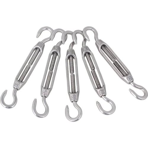 6Pcs Adjustable European Style Hook & Hook 304 Stainless Steel M4 M5 Wire Rope Tensioners