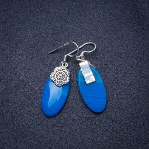 Natural Botswana Agate Handmade Unique 925 Sterling Silver Earrings 1.75" X4892