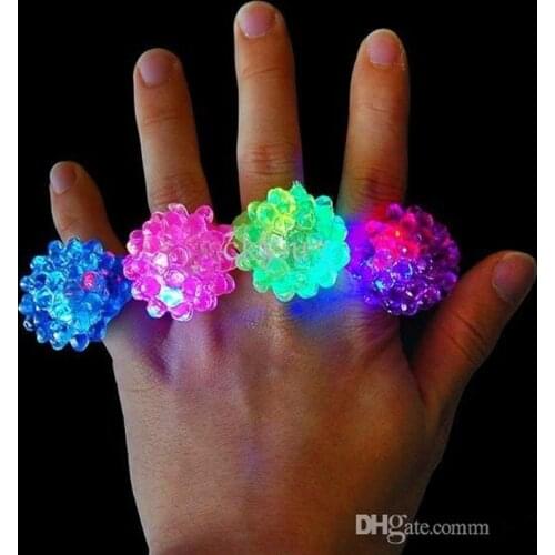 New Strawberry LED Flashing Finger Ring Bar DJ Rave Toys Light Up Elastic Rubber Blinking Ring for Prom Party Christmas Gifts