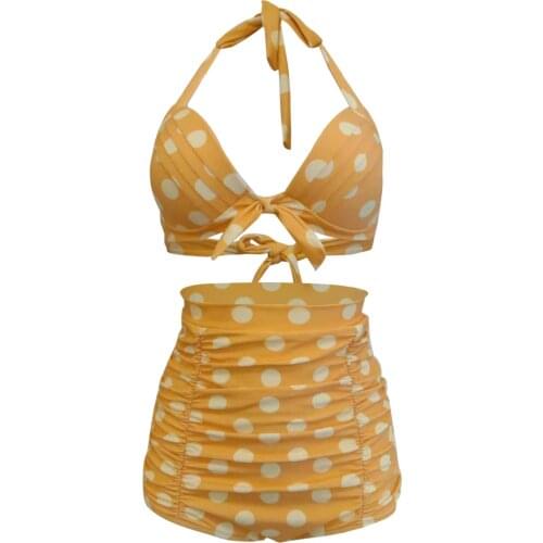 Womens Swimsuit Bikinis Set Swimwear Women Swimsuits Bathing Suit Women Swim Suit Halter Dot Print Beach Wear Sexy Bikini 2pcs