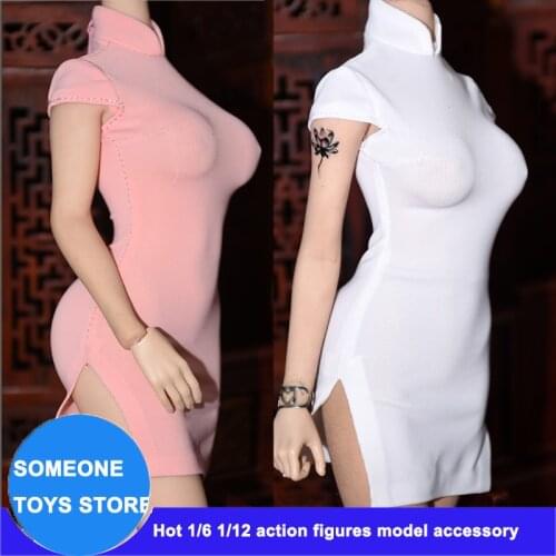3 Color 1/6 Scale Female Tight Dress Chese Cheongsam for 12 Inches Phicen Tbleague Action Figures
