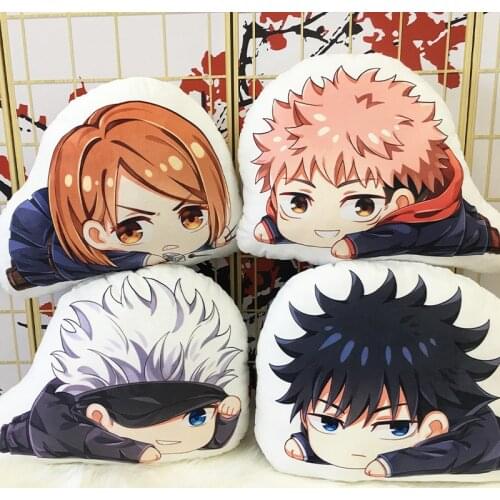 1 PCS Anime Jujutsu Kaisen Cosplay Pillow Soft Plush Yuji Itadori Costume Double Side Printed Doll Cushion 33x45cm