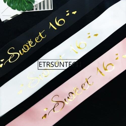 100pcs Sweet 16 Princess Birthday Sash Girls 16th Birthday Party Decoration Supplies Favor Gifts Happy Birthday Decoration