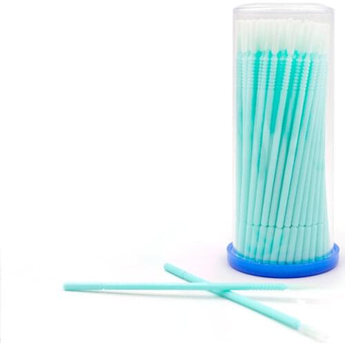 100pcs/pack long Head Bendable Micro Brushes Disposable Microbrush Applicator Eyelash Glue Cleaning Brush for Eyelash Extension