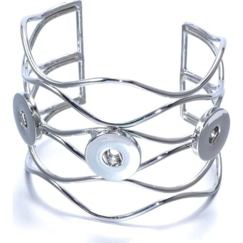 2017 Wavy pattern 18mm Snap Button Bangle & Bracelet Charm Bangle Jewelry Fit 18mm DIY Snap Buttons Snap Jewelry SZ0183