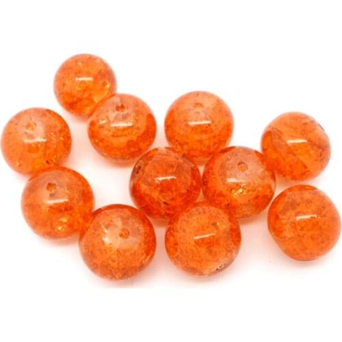 30Pcs Orange Round Crackle Glass Spacer Beads Jewelry DIY Component 12mm Dia
