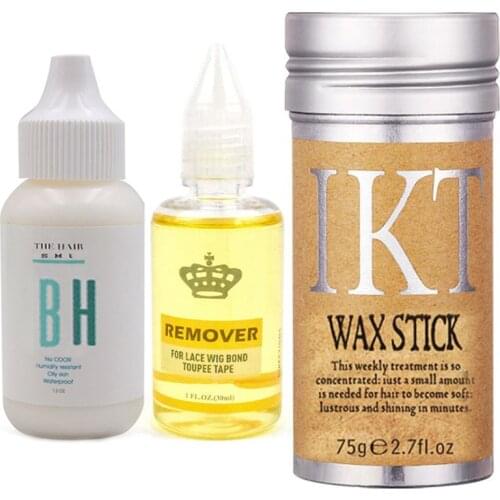 38ml Excream lace glue+75g Hair Wax Stick +remover 30mlFor Mens toupee bobo wig adhesives wig glue waterproof hair glue kits