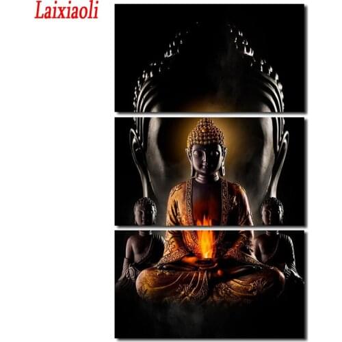 Diamond 5D DIY Stickers Full Square Drill new Buddha Zen Cross Stitch Home Decor Beadwork Embroidery Gift 3 pcs Wall Painting