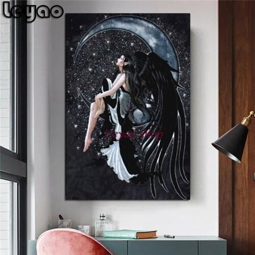 5d Diy Diamond Painting Full Square Darkness Black Wing Angel Diamond Mosaic Sale Moon Landscape Diamond Embroidery Cross Stitch