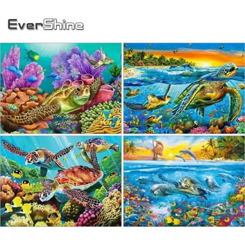 Evershine Diamond Painting Sea Turtle 5D DIY Diamond Embroidery Animal Picture Of Rhinestone Mosaic Art Home Decor