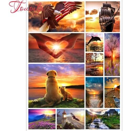 TOUOILP Sunset Diamond Painting Full Square&round diy Diamond Embroidery Sale Cross Stitch Kit Rhinestones Mosaic Garden Decor