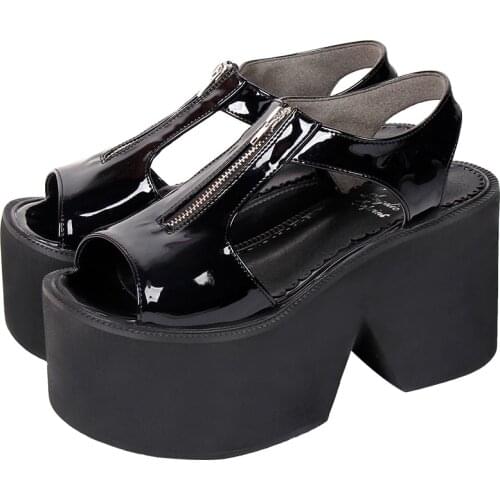 Angelic imprint woman lolita cosplay punk shoes lady high heels pumps girl princess summer dress party sandals 10cm zipper 8531