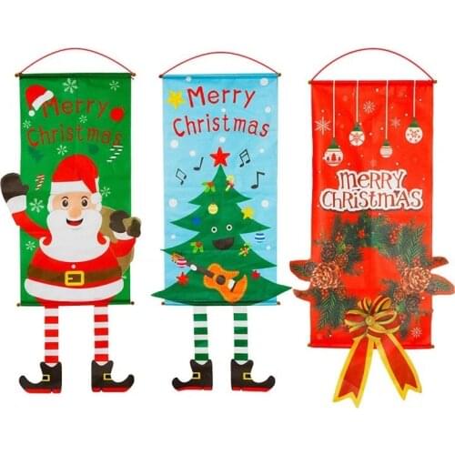 Christmas Garlands Hanging Banner Door Decor Santa Claus Snowman Restaurant Wall Xmas Oramments Merry Christmas Decor For Home