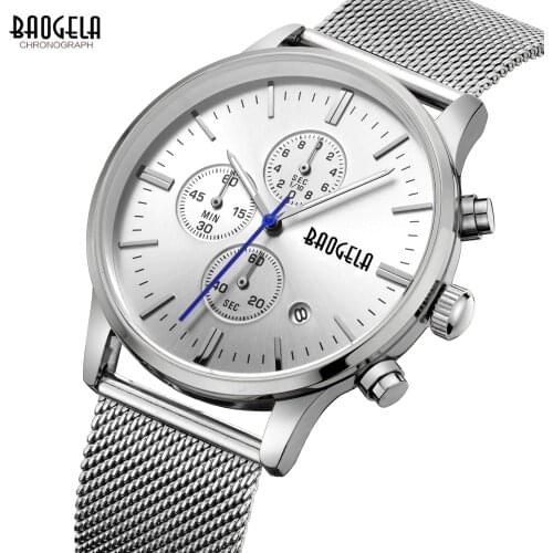 BAOGELA Mens Silver Watch