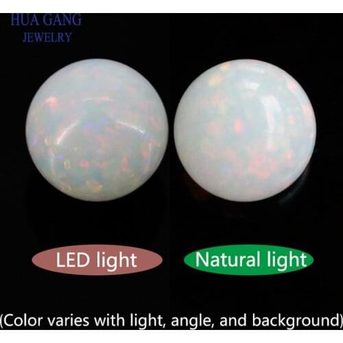 FH16 White Opal Loose Stones Round Shape Base Cabochon Created Opal Beads Semi-Precious Stones For Jewelry Making 4mm-12mm
