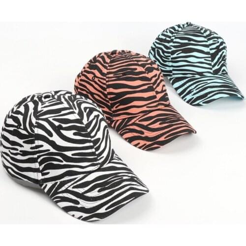 Women Men Harajuku Hip Hop Zebra Striped Print Baseball Cap Curved Visor Sunscreen Low Profile Adjustable Trucker Hat