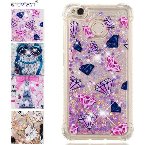 For Xiaomi Redmi 4X Bling Glitter Dynamic Quicksand Liquid Case Xaomi Xiomi Red Mi 4 X Redmi4X Cute Soft Silicone Bumper Cover