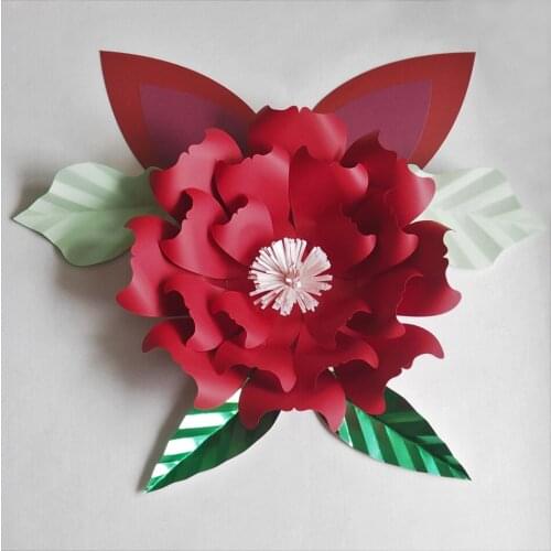 DIY Large Paper Flowers Giant Rose Fleurs Backdrops 1pcs+ 4 Leaves + 2 Ears For Wedding Decorations Nursery Kids' Birthday Video
