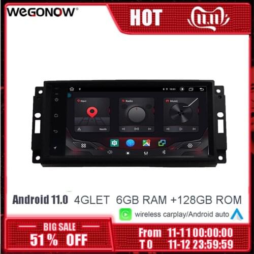 HD DSP Android 10.0 4GB 128GB Car Player GPS Map WIFI RDS Radio For Jeep Compass Commander Wrangler Chrysler Sebrin Sebring 330C