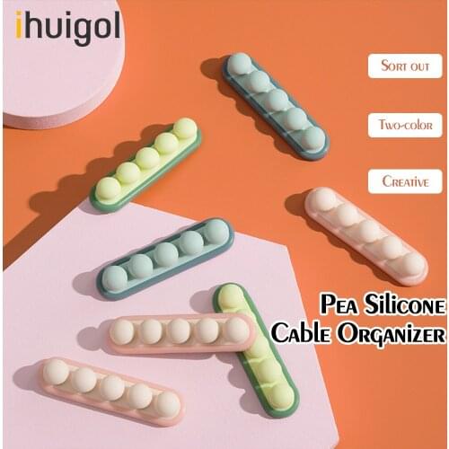 Ihuigol New Cable Organizer Pea Silicone USB Cable Flexible Acrylic Gule Tidy Management Clips Holder For Mouse Keyboard Headset