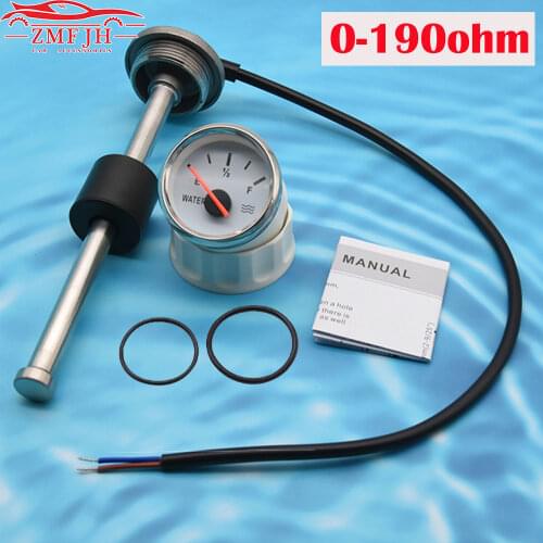100-550MM Marine Water Tank Level Indicator Meter Water Level Sensor For Boat Car 52MM Water Level Gauges 0-190ohm Red Backlight